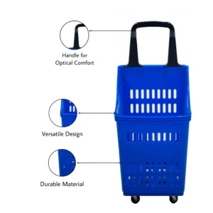 60L Heavy Weight King Shopping Trolley Basket with wheels - SCS