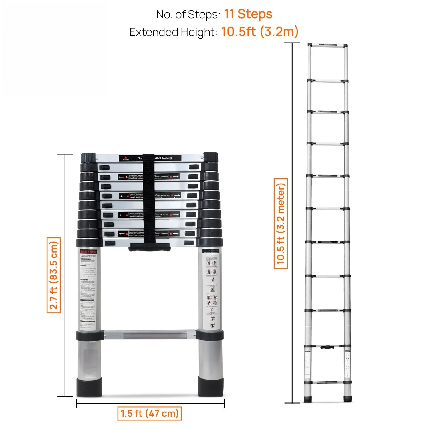 Portable & Compact Aluminum Telescopic Ladder - SCS - Image 2