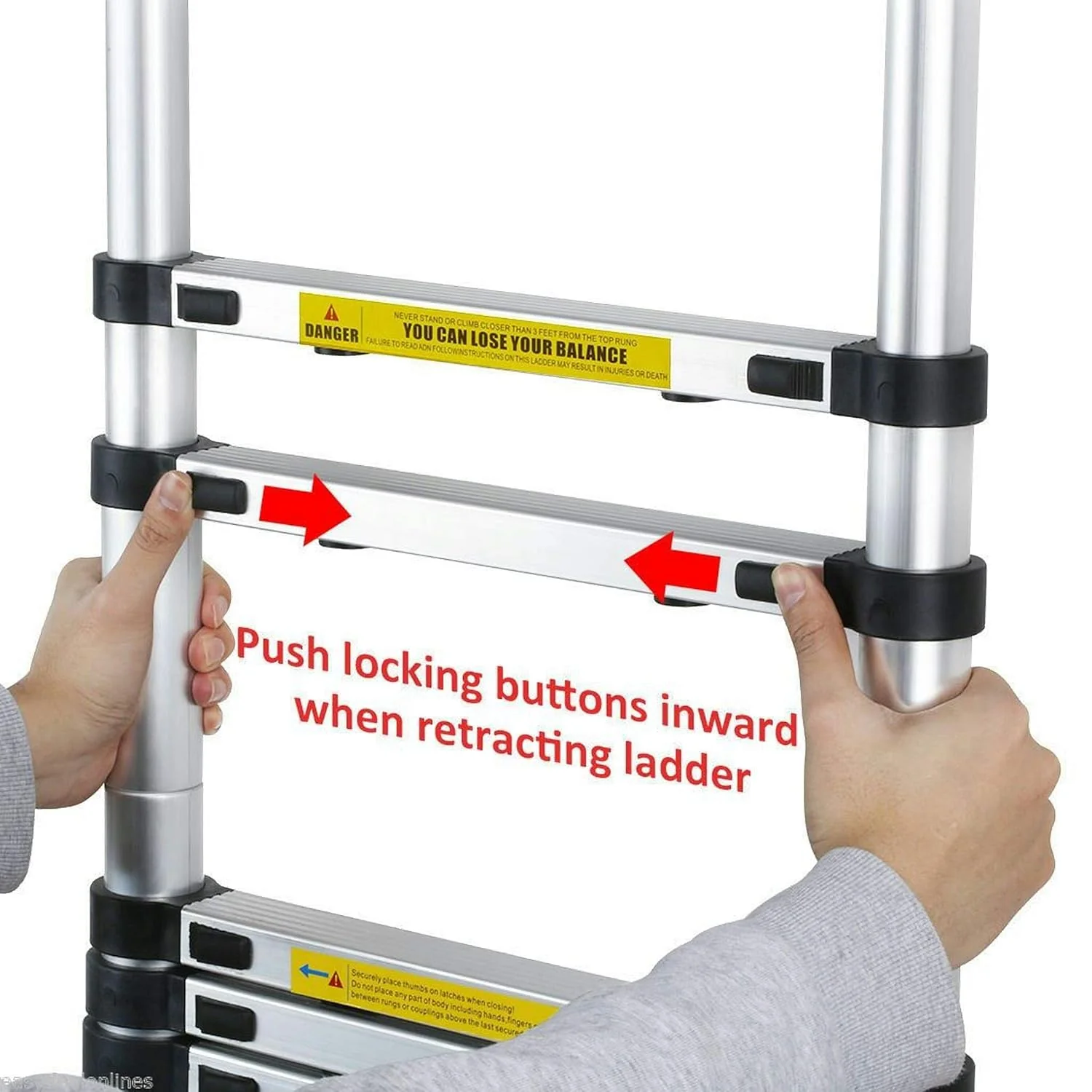 Aluminium Telescopic Ladder, 14 Steps Foldable Ladder - SCS - Image 2