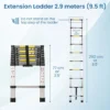 Aluminium Telescopic Ladder, 10 Steps Foldable Ladder - Image 2