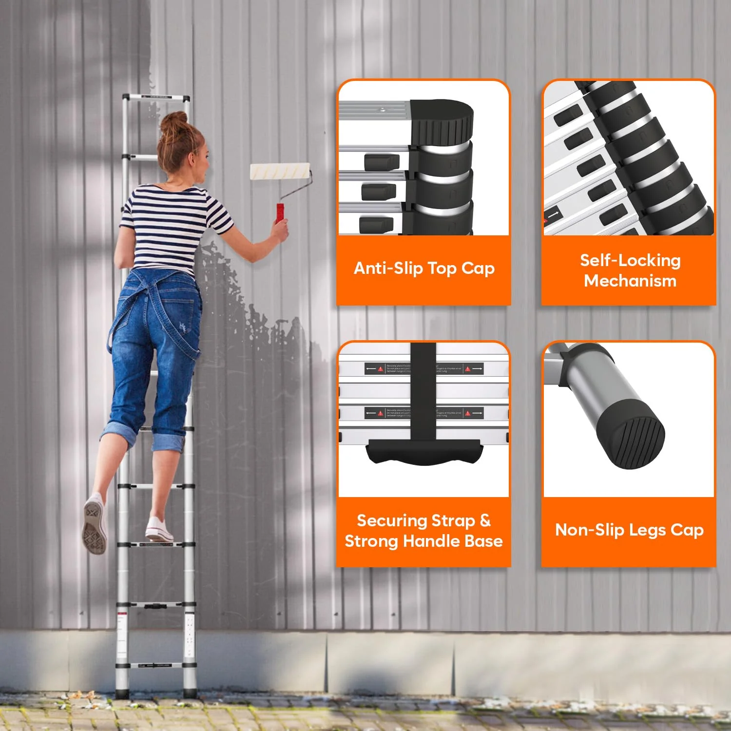 Portable & Compact Aluminum Telescopic Ladder - SCS - Image 3