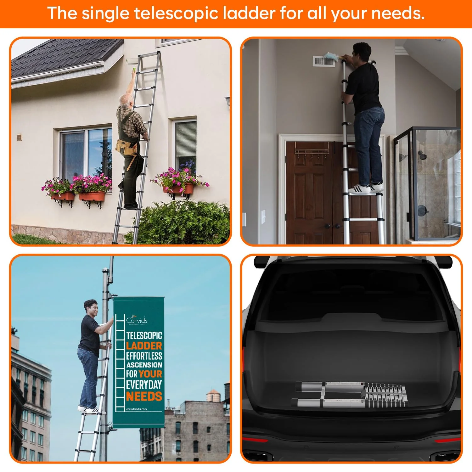 Portable & Compact Aluminium Telescopic Ladder - SCS - Image 4