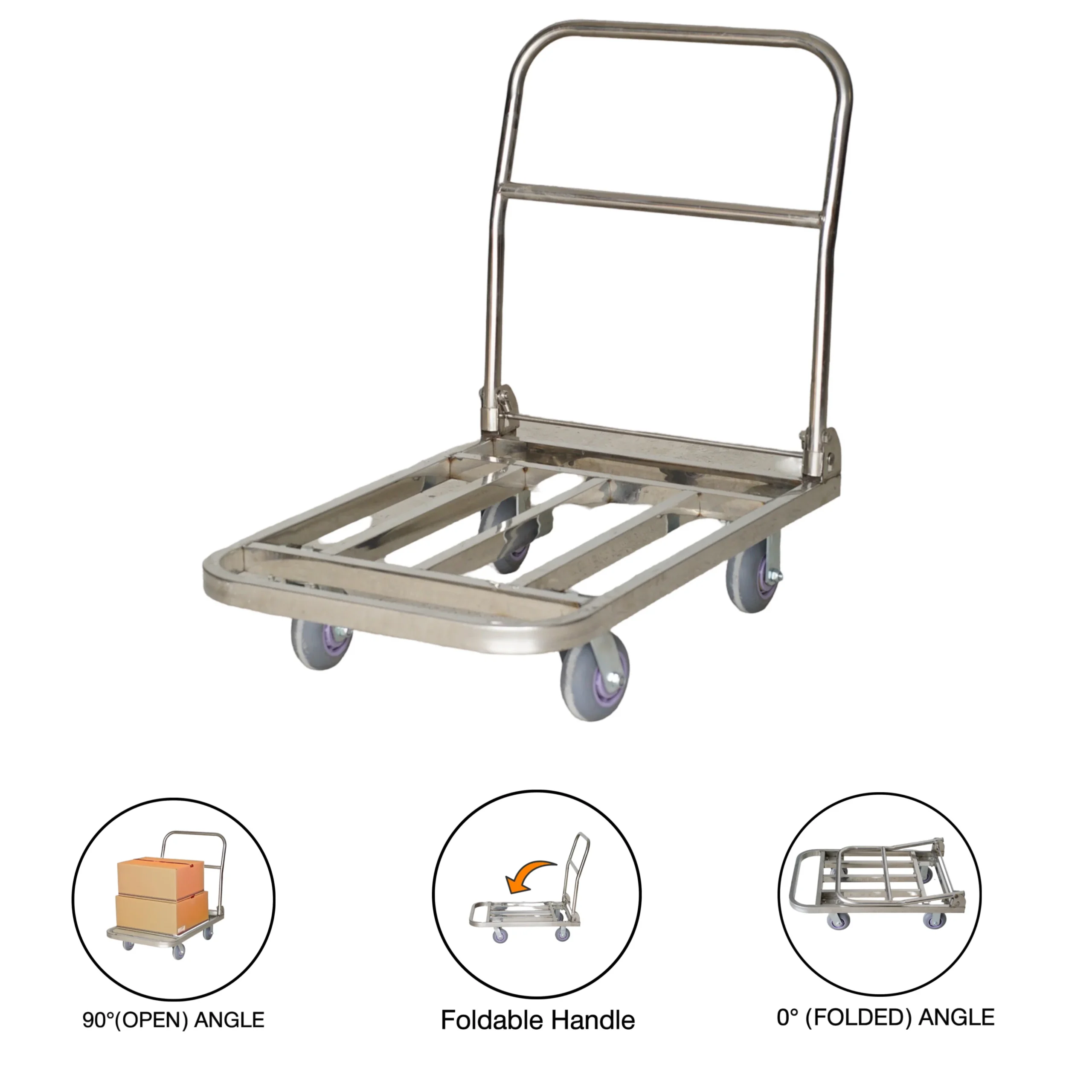 Stainless Steel Grid Type Foldable Platform Trolley for Heavy Weight - SCS - Image 2
