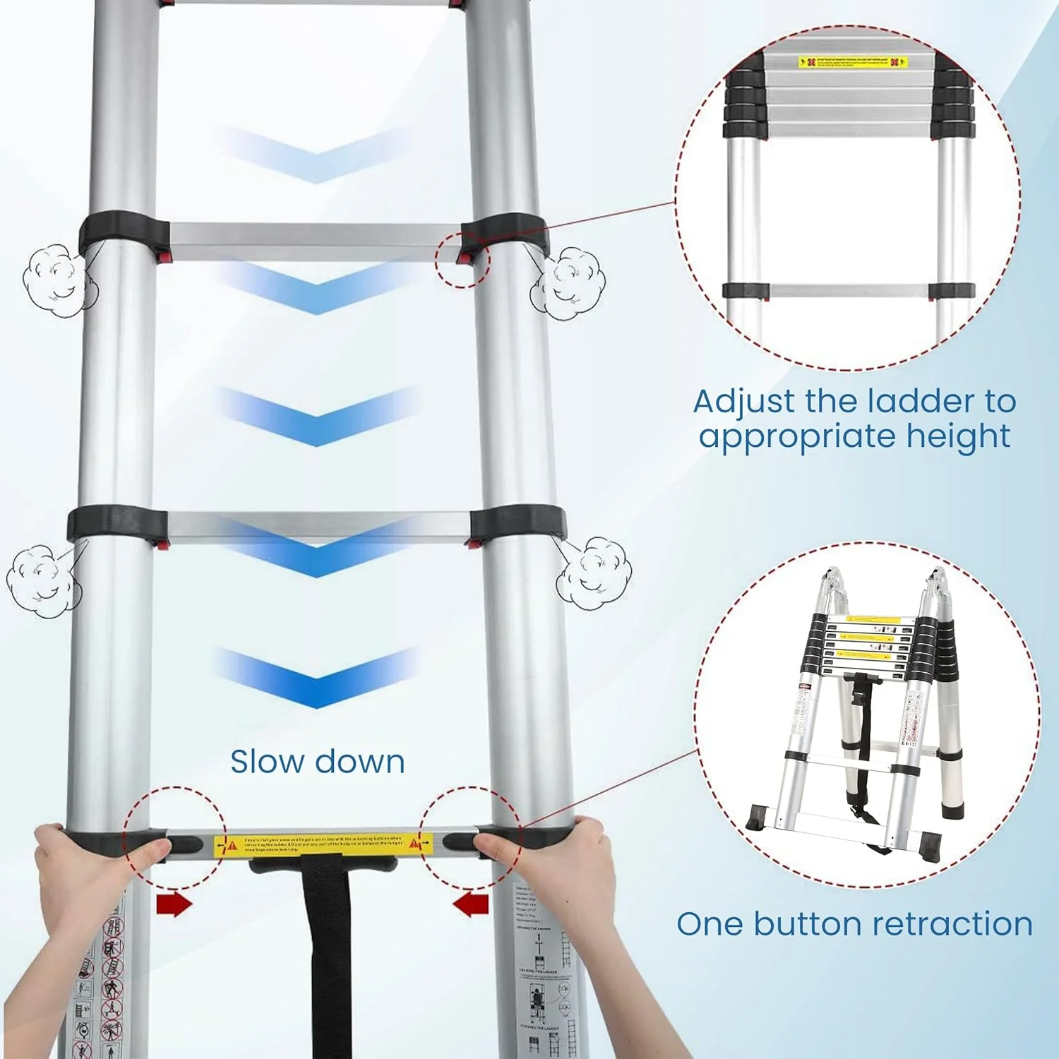 Aluminium Telescopic Ladder, 2X5 Steps Foldable Ladder - SCS - Image 2