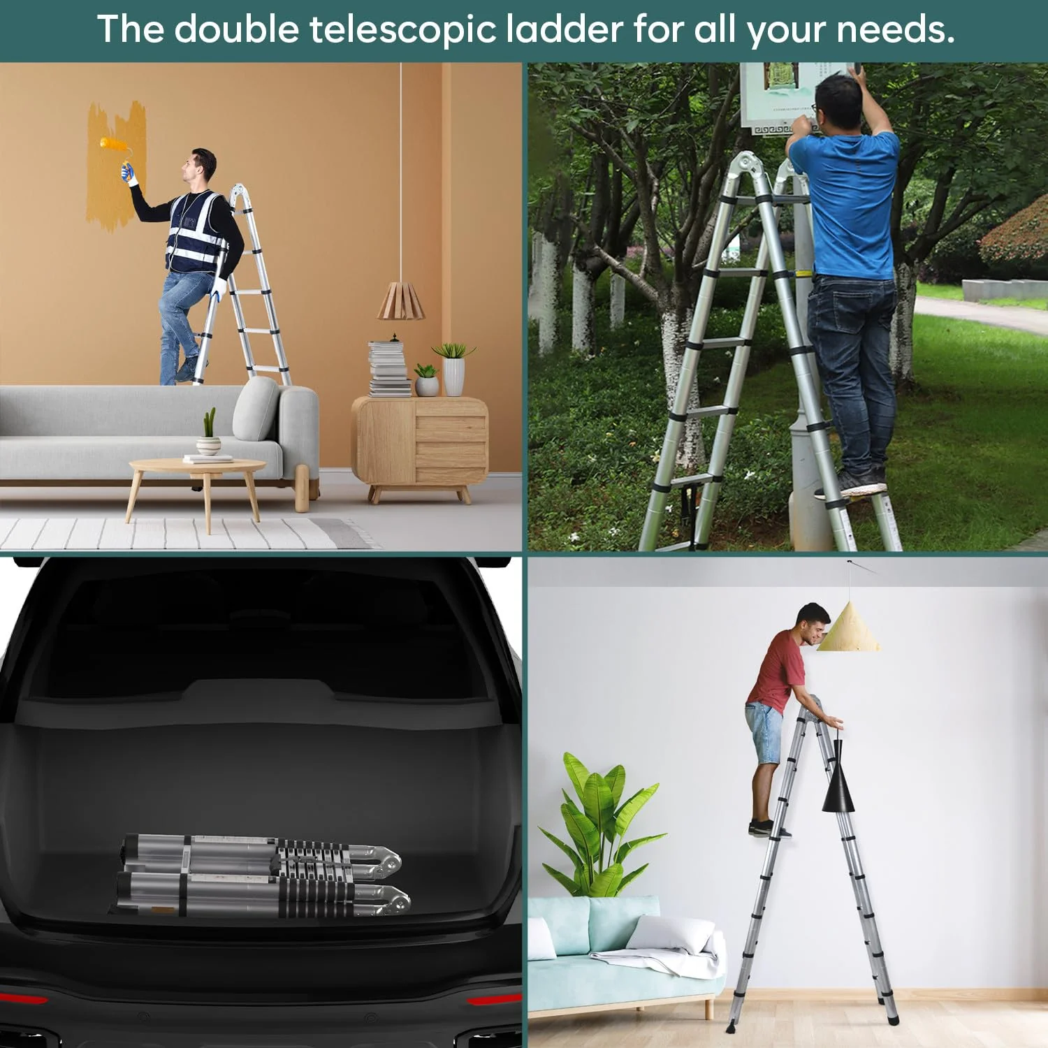 Aluminium Telescopic Ladder, 2X5 Steps Foldable Ladder - SCS - Image 3