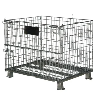 Heavy Weight King Foldable galvanized Collapsible Wire Mesh Stackable Container - SCS